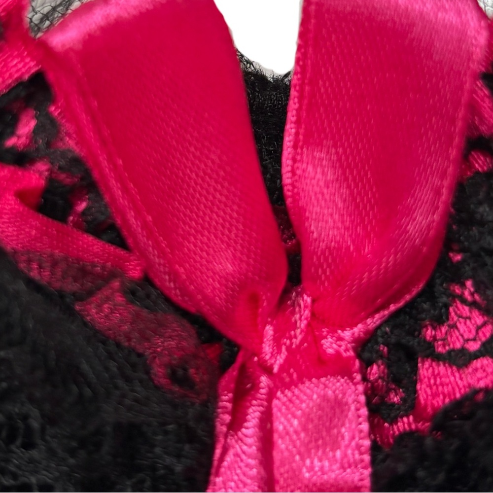 Coquette — NWT — Black Fuchsia Pink Lace Corset Bustier Top — Size XL - Picture 4 of 6